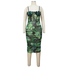 Load image into Gallery viewer, Pleated Slim-fit Spaghetti-strap Floral Print Dress