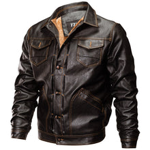 Load image into Gallery viewer, Fleece Warm Thick Winter Faux Leather PU Motorcycle Jacket