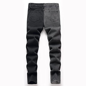 Boy's Ripped Distressed Straight Leg Contrast Color(Grey & White) Casual Jeans Pants for Kids,L0111,14