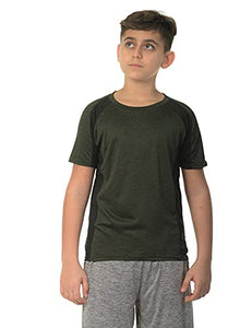 5 Pack: Boys Girls Active Athletic Quick Dry Dri Fit Short Sleeve T-Shirt Crew Neck Tops Teen Gym Undershirts Tees Youth Basketball Clothes Moisture Wicking Performance-Set 11,Medium (8-10)