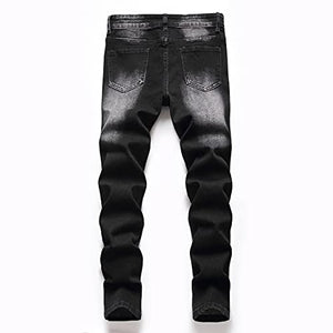 Boy's Ripped Distressed Straight Leg Contrast Color(Grey & White) Casual Jeans Pants for Kids,L0111,14