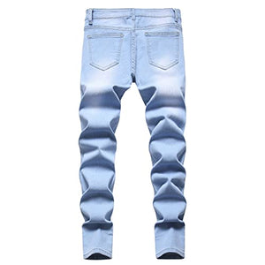 Boy's Ripped Distressed Straight Leg Contrast Color(Grey & White) Casual Jeans Pants for Kids,L0111,14
