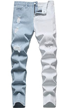 Load image into Gallery viewer, Boy&#39;s Ripped Distressed Straight Leg Contrast Color(Grey &amp; White) Casual Jeans Pants for Kids,L0111,14
