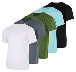 5 Pack:Boys Mesh Crew T-Shirt Girls Youth Teen Active Wear Athletic Quick Dry fit Dri-Fit Moisture Wicking Performance Basketball Gym Sport Short Sleeve Undershirt Tee Soccer Top -Set 7,Small 6-7