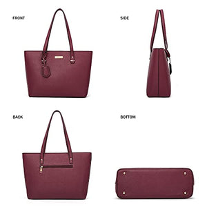 Women Fashion Handbags Tote Bag Shoulder Bag Top Handle Satchel Purse Set 4pcs (Beige)
