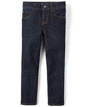 Load image into Gallery viewer, Boys Basic Straight Leg Jeans, Dk Rinse Wash,