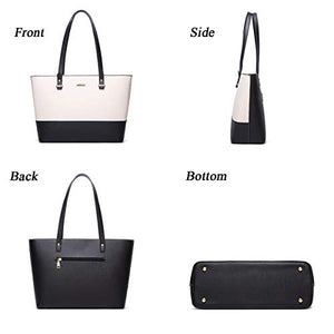 Women Fashion Handbags Tote Bag Shoulder Bag Top Handle Satchel Purse Set 4pcs (Beige)
