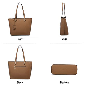 Handbags for Women Shoulder Bags Tote Satchel Hobo 3pcs Purse Set Pearlescent-Khaki