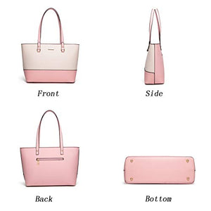 Women Fashion Handbags Tote Bag Shoulder Bag Top Handle Satchel Purse Set 4pcs (Beige)