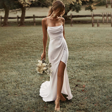 High Quality Satin French Sling Light Wedding Dress