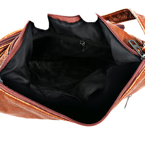 Washed Leather One Shoulder Casual Crossbody Bag