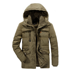 Mens Thick Multi Pockets Windproof Detachable Hooded Jacket