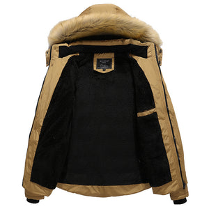 Mens Thick Winter Hooded Big Size Stand Collar Jacket