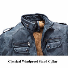 Load image into Gallery viewer, Mens Winter Velvet Plus Thick Warm Stylish Motor Yellow Faux Washed Leather Jackets 