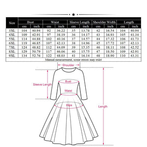 Women's Round Neck Sleeve Printed A-line Skirt Dress