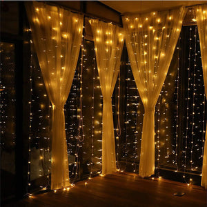 3*3M300LED curtain light string eight function USB remote control copper line holiday wedding ice strip decoration copper wire outdoor