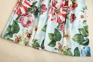 Floral Printing Waistband Elegant Show Thin Dress Trend