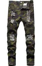 Load image into Gallery viewer, Boy&#39;s Fashion Skinny Fit Ripped Destroyed Distressed Stretch Biker Moto Wrinkled Camo Jeans Pants,L0083,14