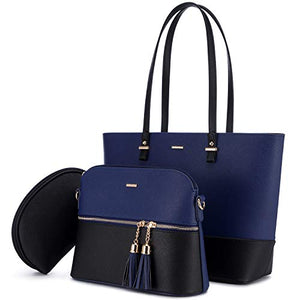Handbags for Women Shoulder Bags Tote Satchel Hobo 3pcs Purse Set Pearlescent-Khaki
