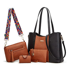 Load image into Gallery viewer, Women Fashion Handbags Tote Bag Shoulder Bag Top Handle Satchel Purse Set 4pcs (Beige)