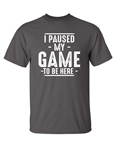 Paused My Game Graphic Novelty Sarcastic Funny T Shirt S Charcoal