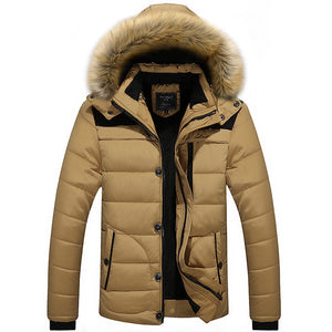 Mens Thick Winter Hooded Big Size Stand Collar Jacket