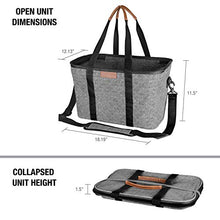 Load image into Gallery viewer, CleverMade 30L SnapBasket LUXE - Reusable Collapsible Durable Grocery Shopping Bag - Heavy Duty Large Structured Tote, Heather Grey