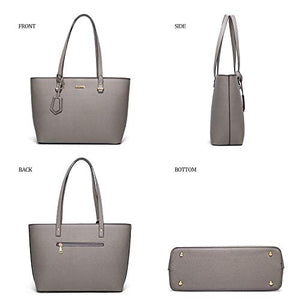 Women Fashion Handbags Tote Bag Shoulder Bag Top Handle Satchel Purse Set 4pcs (Beige)