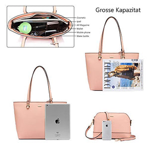 Handbags for Women Shoulder Bags Tote Satchel Hobo 3pcs Purse Set Pearlescent-Khaki