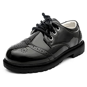 Boys Dress Shoes Wedding Party Heel Oxfords School Black Shoes (Toddler/Little Kid/Big Kid)