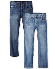 Load image into Gallery viewer, Boys Basic Straight Leg Jeans, Dk Rinse Wash,