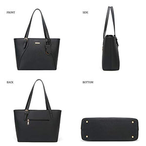 Women Fashion Handbags Tote Bag Shoulder Bag Top Handle Satchel Purse Set 4pcs (Beige)