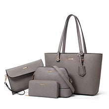 Load image into Gallery viewer, Women Fashion Handbags Tote Bag Shoulder Bag Top Handle Satchel Purse Set 4pcs (Beige)