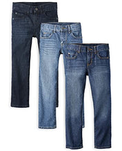 Load image into Gallery viewer, Boys Basic Straight Leg Jeans, Dk Rinse Wash,