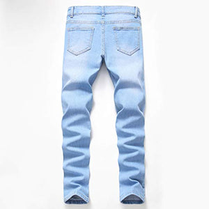 Boy's Ripped Distressed Straight Leg Contrast Color(Grey & White) Casual Jeans Pants for Kids,L0111,14
