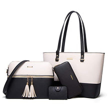 Load image into Gallery viewer, Women Fashion Handbags Tote Bag Shoulder Bag Top Handle Satchel Purse Set 4pcs (Beige)