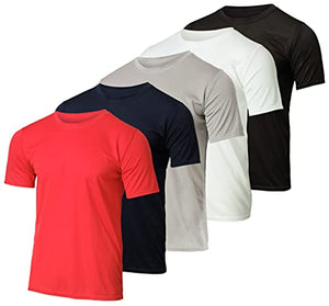 5 Pack:Boys Mesh Crew T-Shirt Girls Youth Teen Active Wear Athletic Quick Dry fit Dri-Fit Moisture Wicking Performance Basketball Gym Sport Short Sleeve Undershirt Tee Soccer Top -Set 7,Small 6-7