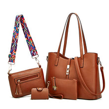 Load image into Gallery viewer, Women Fashion Handbags Tote Bag Shoulder Bag Top Handle Satchel Purse Set 4pcs (Beige)