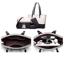 Load image into Gallery viewer, Women Fashion Handbags Tote Bag Shoulder Bag Top Handle Satchel Purse Set 4pcs (Beige)