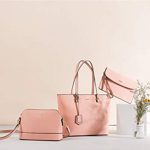 Handbags for Women Shoulder Bags Tote Satchel Hobo 3pcs Purse Set Pearlescent-Khaki