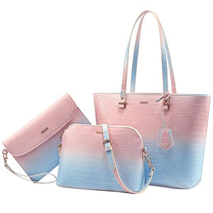 Handbags for Women Shoulder Bags Tote Satchel Hobo 3pcs Purse Set Pearlescent-Khaki