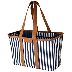 CleverMade 30L SnapBasket LUXE - Reusable Collapsible Durable Grocery Shopping Bag - Heavy Duty Large Structured Tote, Heather Grey