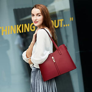 Women Fashion Handbags Tote Bag Shoulder Bag Top Handle Satchel Purse Set 4pcs (Beige)