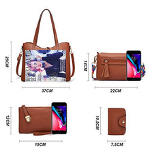 Load image into Gallery viewer, Women Fashion Handbags Tote Bag Shoulder Bag Top Handle Satchel Purse Set 4pcs (Beige)
