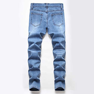 Boy's Skinny Fit Elastic Waist Ripped Distressed Stretch Fashion Denim Jeans Pants,Light Blue,16