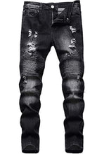 Load image into Gallery viewer, Boy&#39;s Fashion Skinny Fit Ripped Destroyed Distressed Stretch Biker Moto Wrinkled Camo Jeans Pants,L0083,14