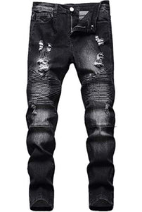 Boy's Fashion Skinny Fit Ripped Destroyed Distressed Stretch Biker Moto Wrinkled Camo Jeans Pants,L0083,14