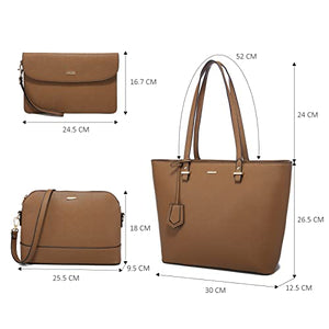 Handbags for Women Shoulder Bags Tote Satchel Hobo 3pcs Purse Set Pearlescent-Khaki