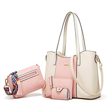 Load image into Gallery viewer, Women Fashion Handbags Tote Bag Shoulder Bag Top Handle Satchel Purse Set 4pcs (Beige)