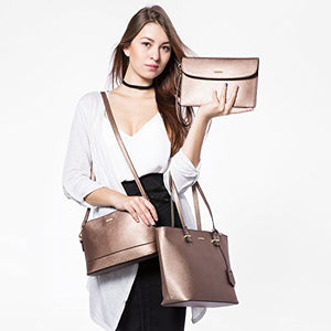 Handbags for Women Shoulder Bags Tote Satchel Hobo 3pcs Purse Set Pearlescent-Khaki
